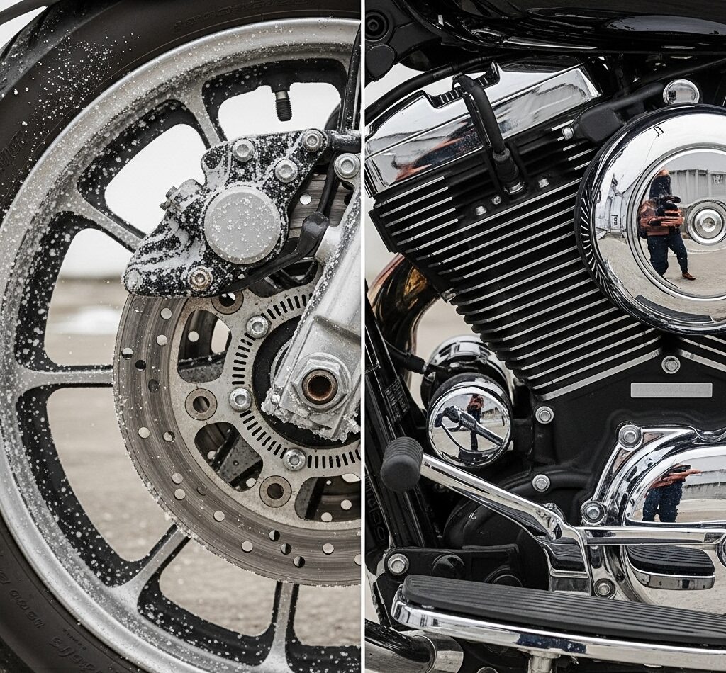 before and after motorcycle detailing