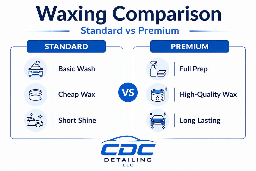 Infographic comparing standard and premium waxing