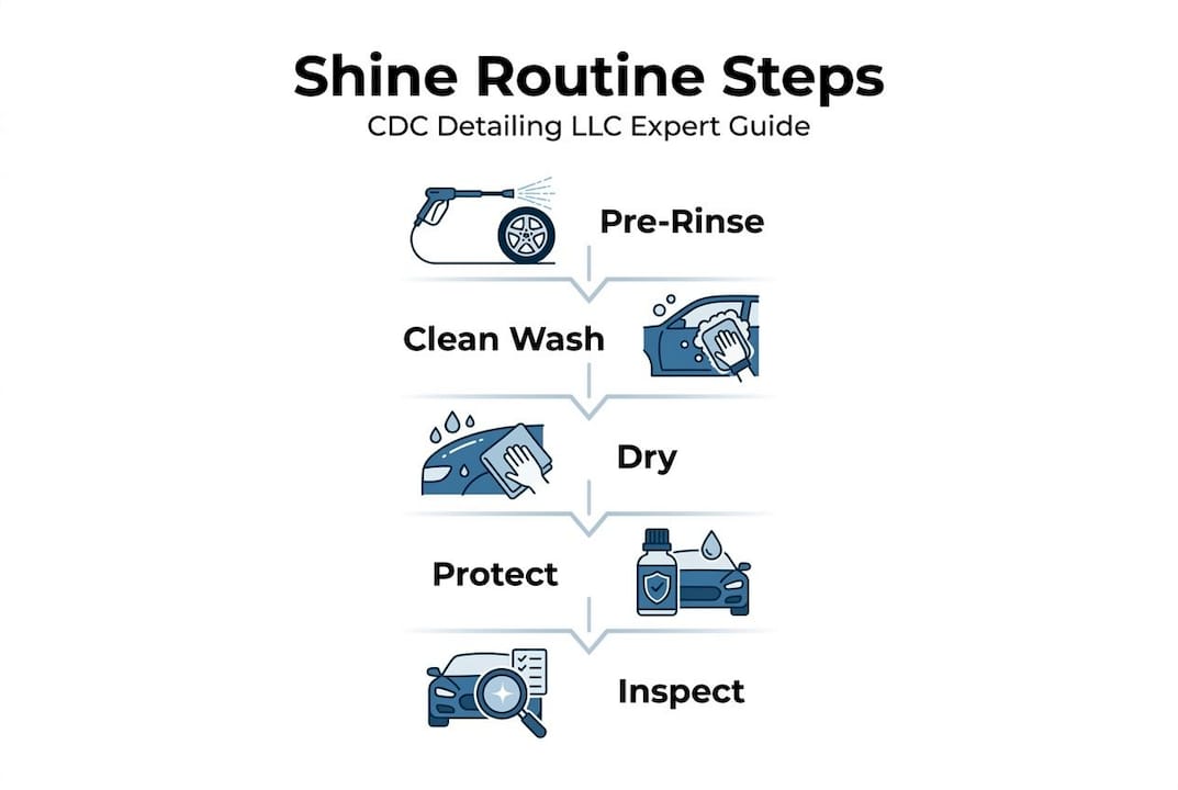 Infographic showing steps for maintaining car shine