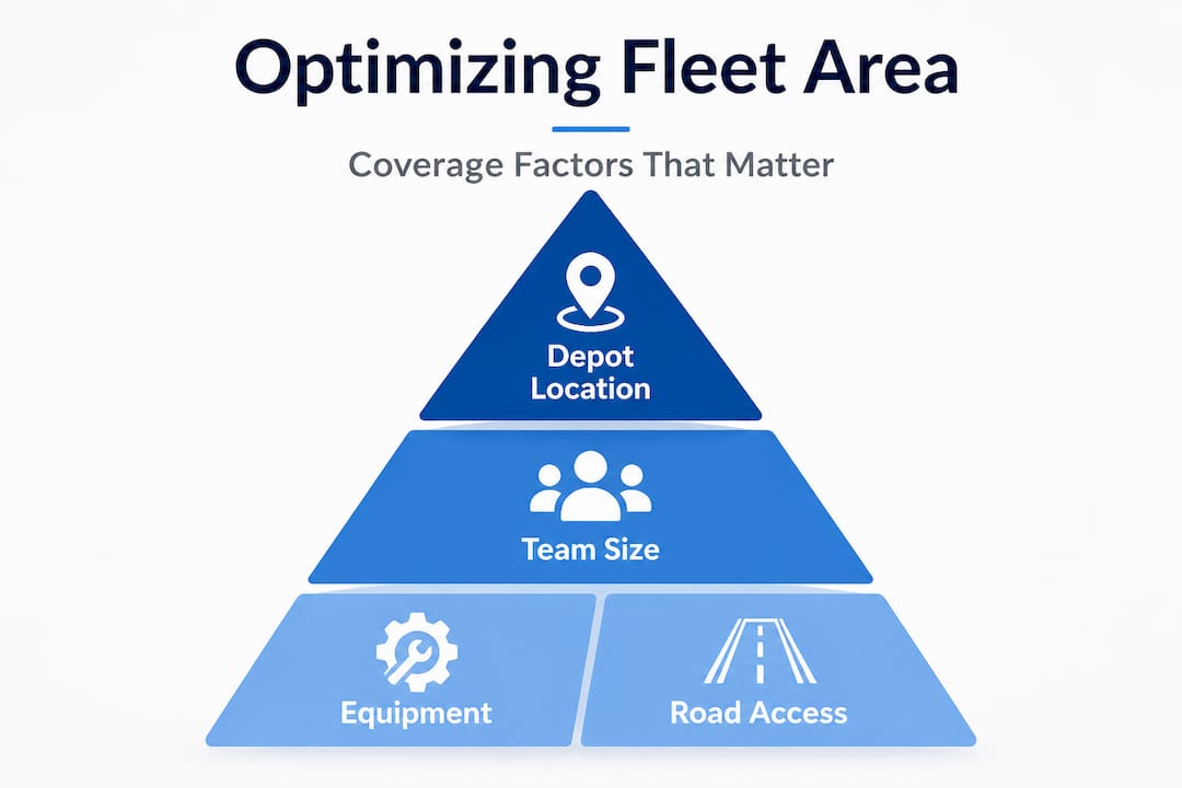 Hierarchy infographic showing fleet service area factors