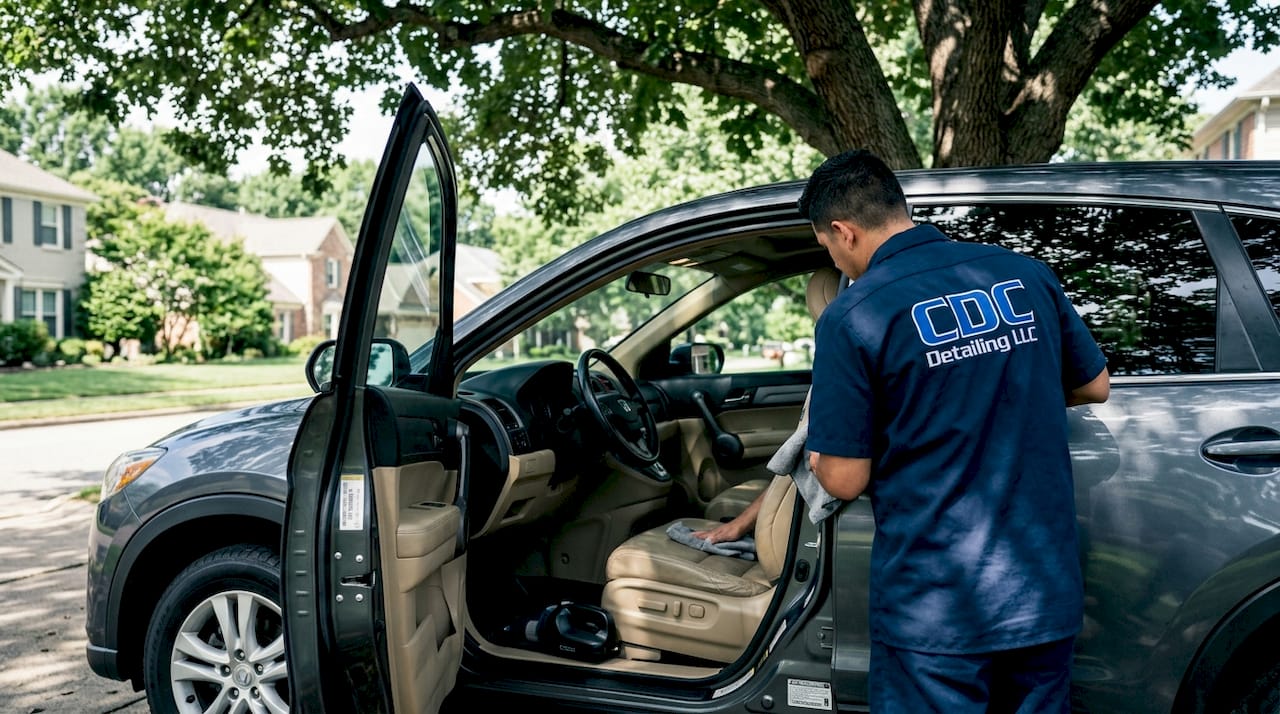 Professional detailing mid-sized car interior