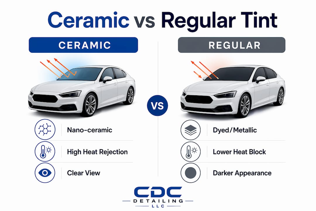 Infographic comparing ceramic and regular window tint