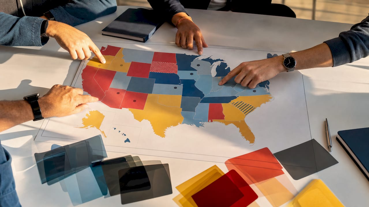 Group discussing US state window tint laws map