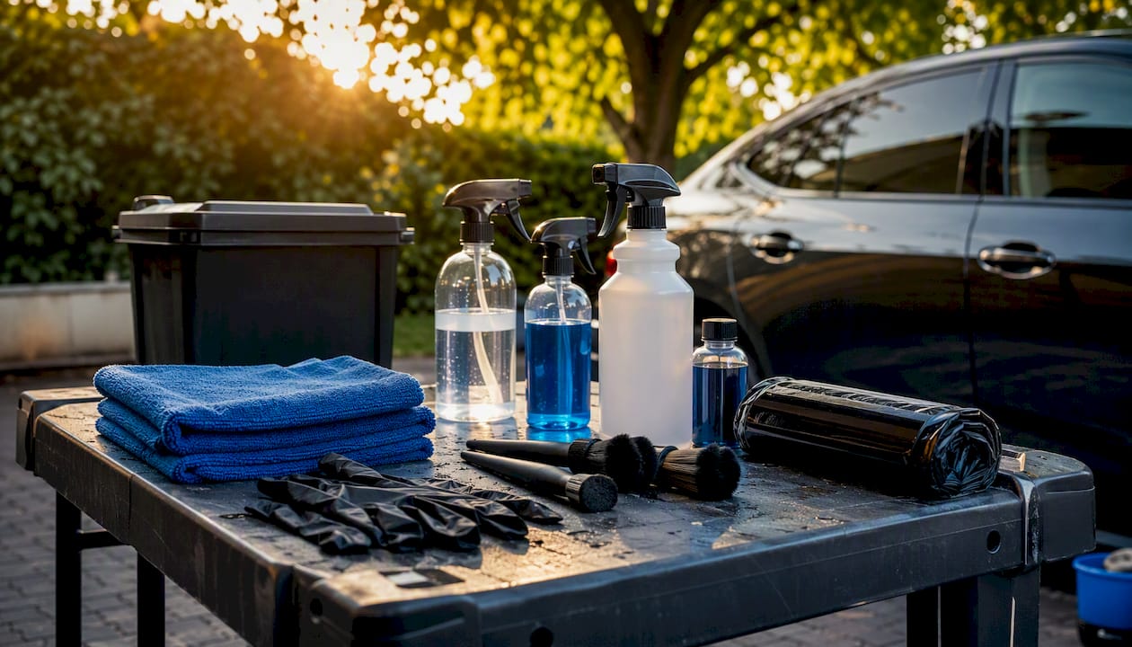 Staged sanitization supplies ready for use
