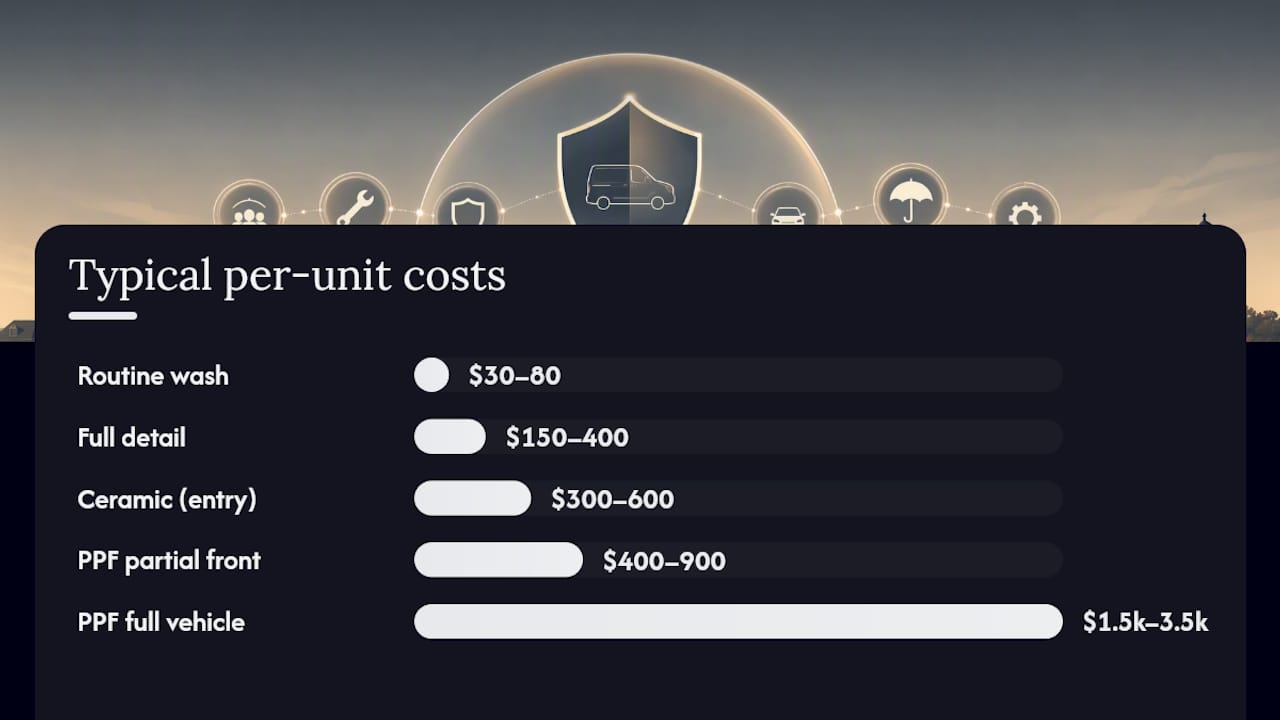 Diagram showing costs and lifespan of fleet protection services