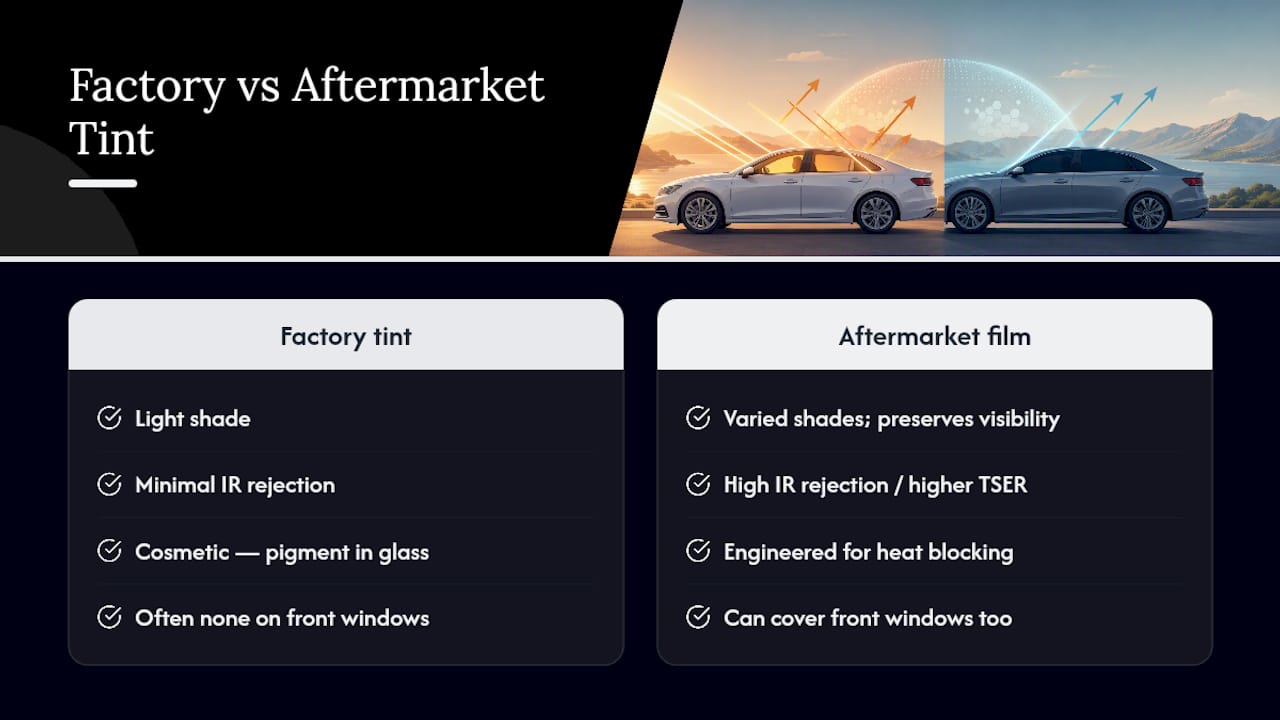 Factory Tint vs. Aftermarket Film: Which Actually Blocks More Heat? — overview diagram