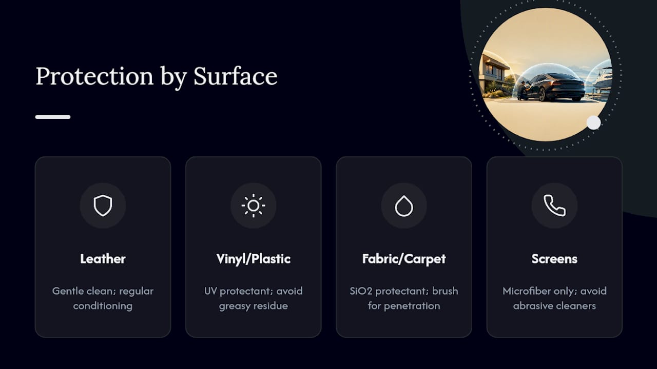 Protection guide for four interior surfaces