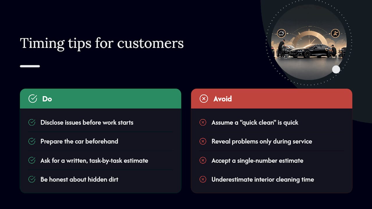 What Detailers Wish Customers Knew About Timing — overview diagram