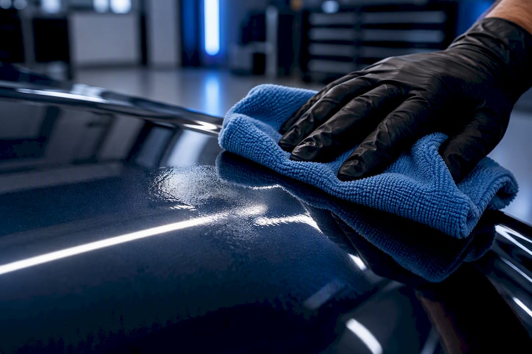 Technician leveling ceramic coating high spot