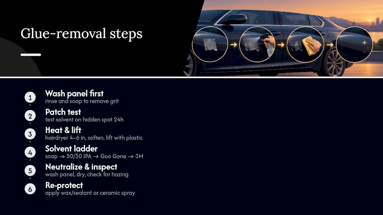 Step-by-Step: How to Remove Glue From Car Paint Safely — overview diagram