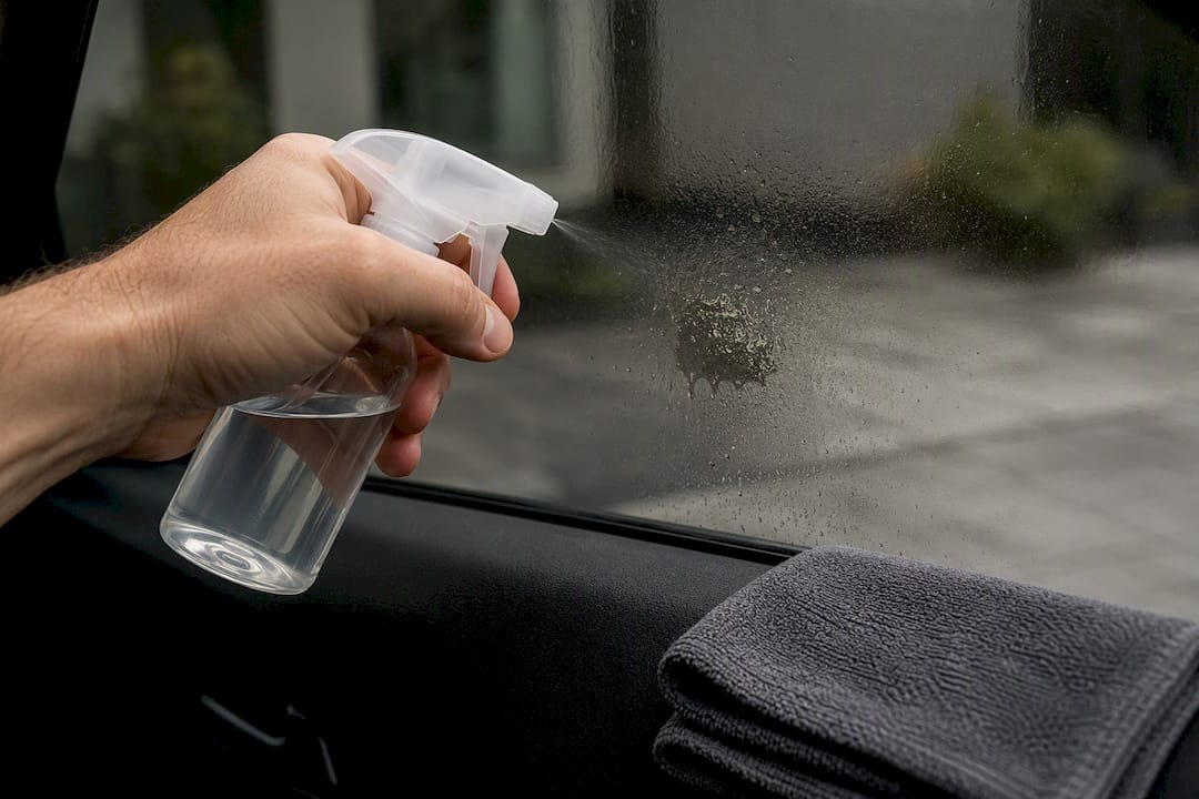 Cleaning solution soaking residue on tinted film