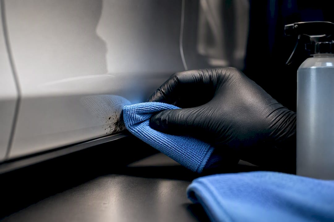 Detailer removing tar from vehicle paint