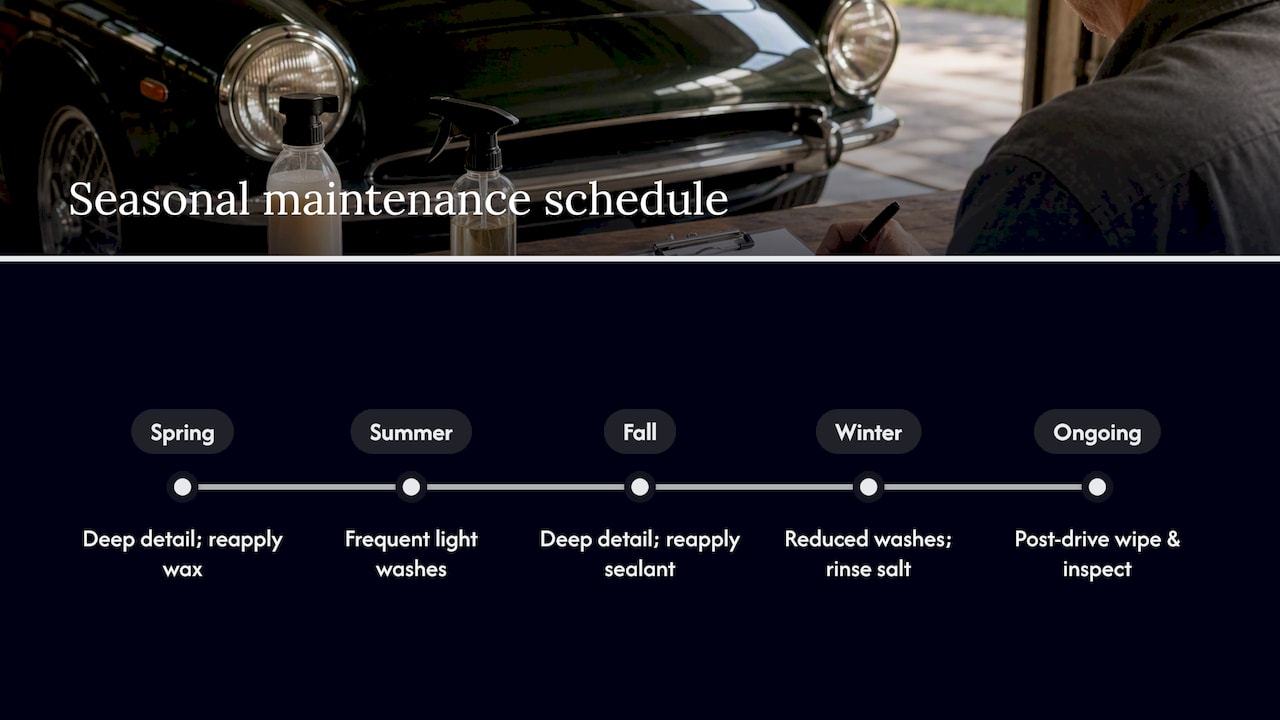 Seasonal detailing and protection schedule for classics