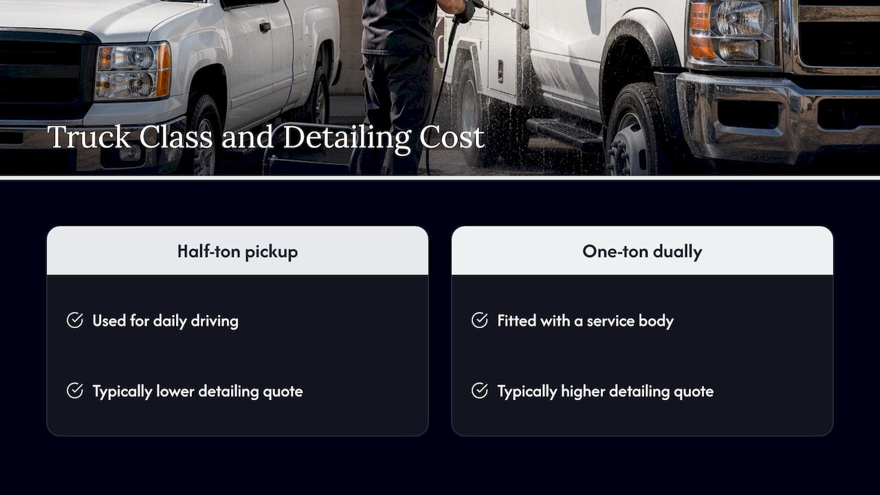 What truck size and type do to the final price — overview diagram